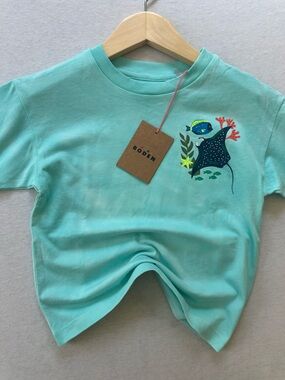 Mini Boden NWT Coral Reef Marine Life Graphic Tee Turquoise Size 2-3 Years